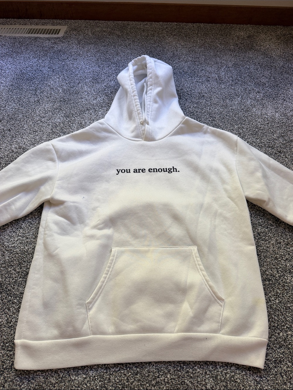 White 'You Are Enough' Oversized Hoodie Sweatshirt
